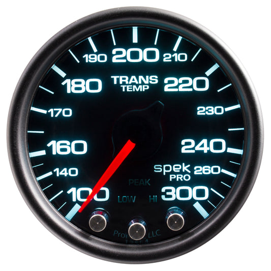 Autometer Spek-Pro Transmission Temperature Gauge 2 1/16in 300f Stepper Motor W/Peak & Warn Black / Smoke / Black Universal | P34252