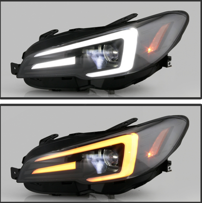 Spyder Apex Series Sequential LED Headlights 15-21 WRX Limited / 2018+ STI | PRO-YD-SWRX15LEDAP-SBSEQ-BK