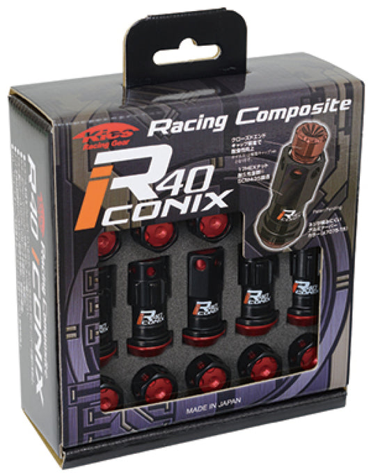 Project Kics 12x1.50 R40 Iconix Lug Nuts - Black w/Aluminum Cap (20 Pcs) | WRIA01KK