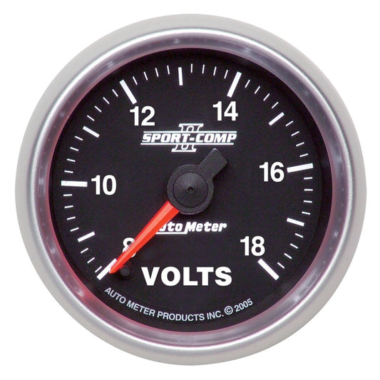 Autometer Sport-Comp II 2 1/16in. 18V Digital Stepper Motor Electronic Voltmeter Universal | 3691