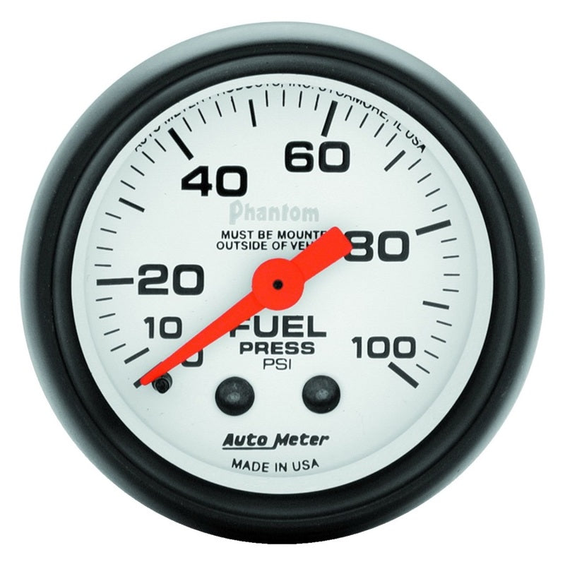 Autometer Phantom 52mm 100 PSI Mechanical Fuel Pressure Gauge Universal | 5712