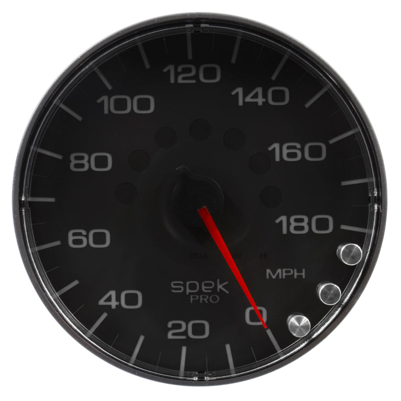 Autometer Spek-Pro Gauge Speedometer 5in 180 Mph Electric Programmable Black/Black Universal | P230328