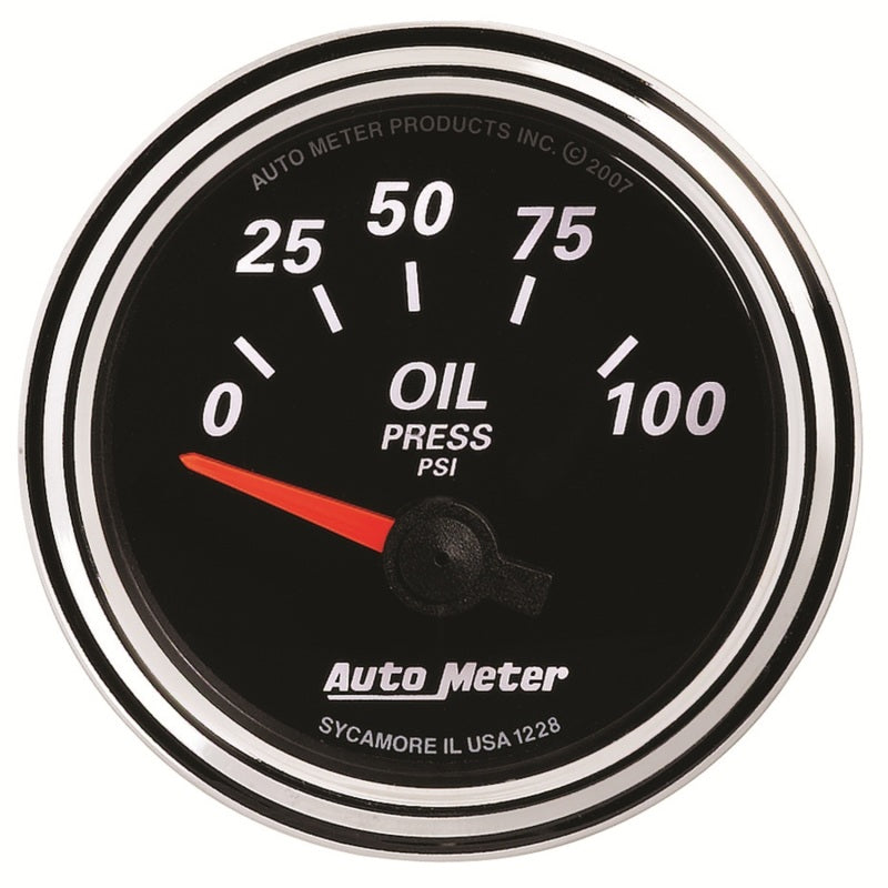 Autometer Designer Black II 52mm 100 PSI Oil Pressure Gauge Universal | 1228