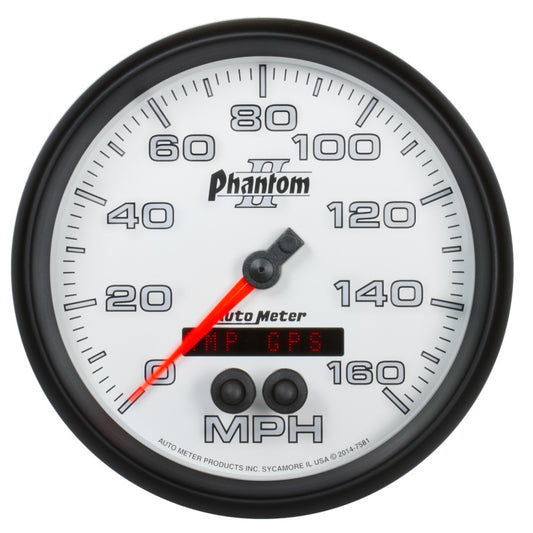 Autometer Phantom II 5in 0-140MPH In-Dash Electronic GPS Programmable Speedometer Universal | 7581