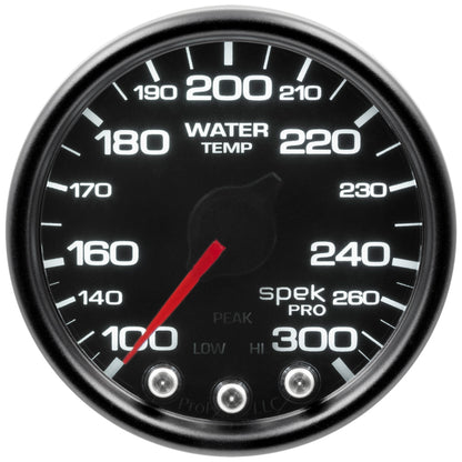 Autometer Spek-Pro Gauge Water Temp 2 1/16in 300f Stepper Motor W/Peak & Warn Black / Smoke / Black Universal | P34652