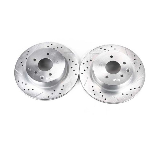 Power Stop Rear Evolution Drilled & Slotted Rotors Pair Infiniti G35 2005-2008 / M35 2006-2010 / M45 2006-2010 / EX35 2008-2012 / G25 2011-2012 / G37 2011-2013 / Nissan 350Z 2006-2009 / 370Z 2009-2019 / Maxima 2009-21 | JBR1144XPR