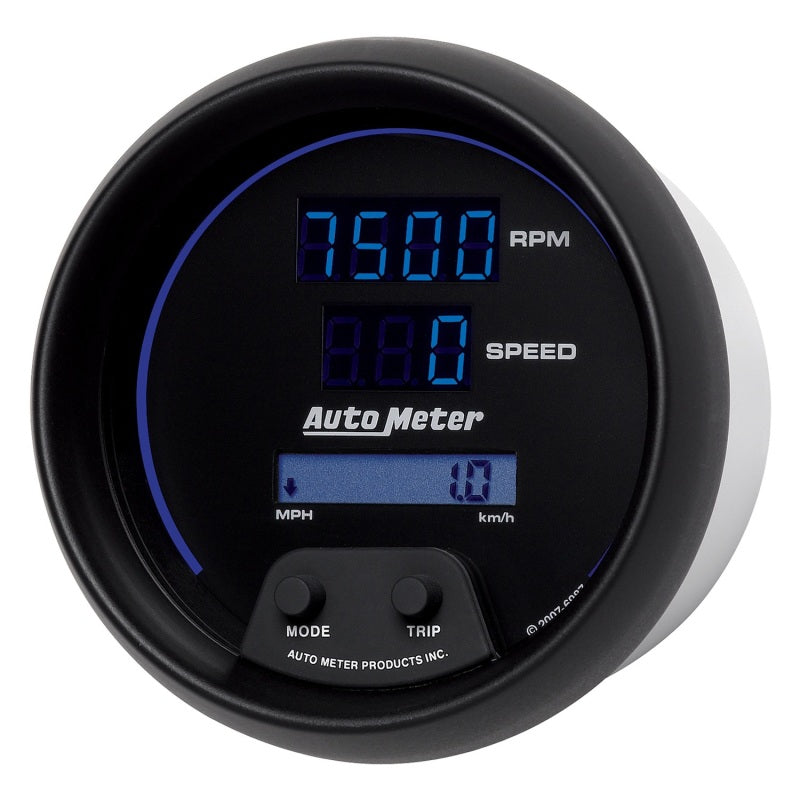 Autometer 85.7mm Black Digital 8000rpm/160mph or 260kmph Electric Tachometer/Speedometer Combo Universal | 6987