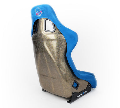 NRG FRP Bucket Seat ULTRA Edition - Large | Blue Alcantara/Gold Glitter Back
