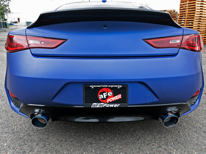 aFe POWER Takeda 2.5in 304 SS CB Exhaust w/ Blue Flame Tips 17-21 Infiniti Q60 V6-3.0L | tt | 49-36134NM-L