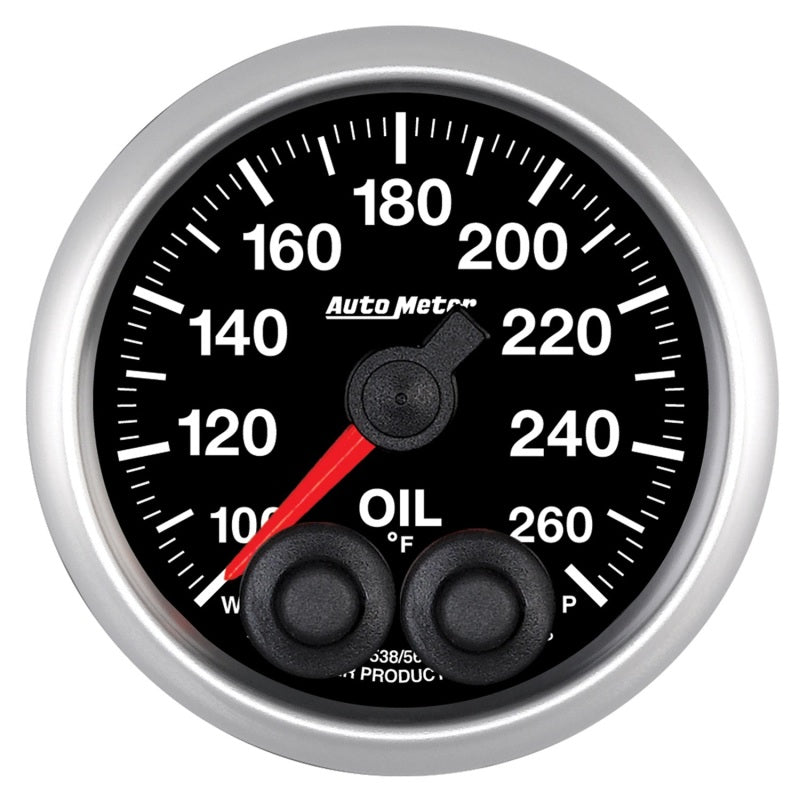Autometer Elite 52mm 100-260 Deg F Oil Temperature Peak & Warn w/ Electronic Control Gauge Universal | 5638