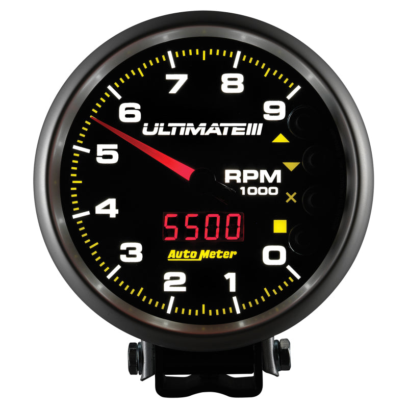 Autometer 5 inch Ultimate III Playback Tachometer 9000 RPM Black Universal | 6887