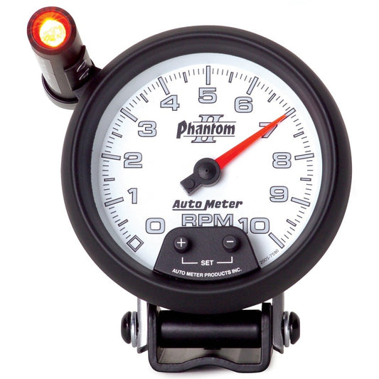 Autometer Phantom II 3.75in Pedestal Mount 10k RPM w/ Ext. Shift-Lite Tachometer Universal | 7590