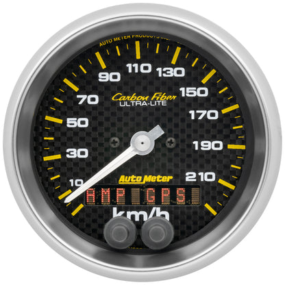 Autometer Carbon Fiber 3-3/8in. 0-225KM/H GPS Speedometer Gauge Universal | 4780-M