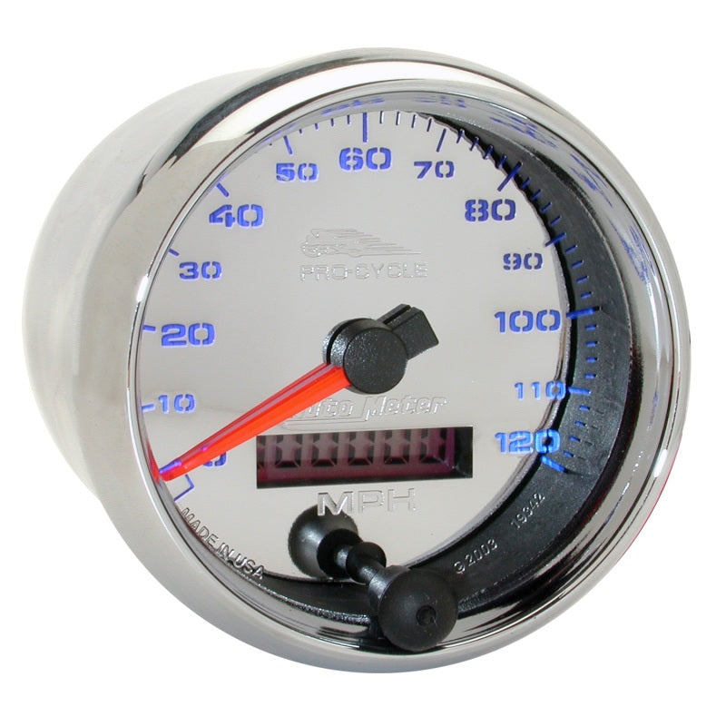 Autometer Pro-Cycle Gauge Speedo 2 5/8in 120 Mph Electric Chrome Universal | 19342