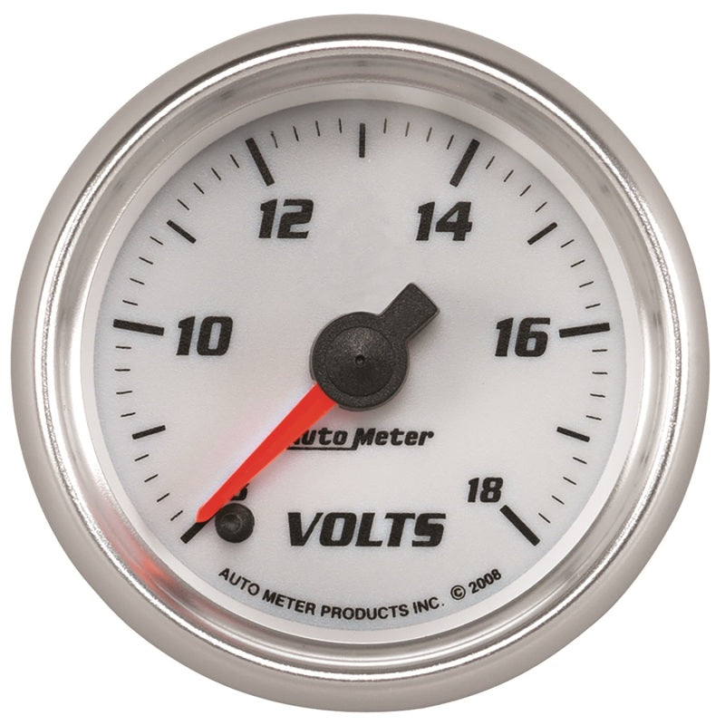 Autometer Pro-Cycle Gauge Voltmeter 2 1/16in 18V Digital Stepper Motor White Universal | 19792