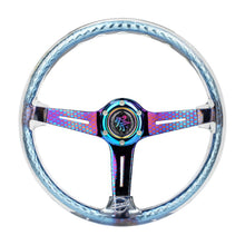 NRG Reinforced Steering Wheel | 350mm/2in. Deep Clear Acrylic Steering wheel w/Slits - Clr./Geo.Chr.