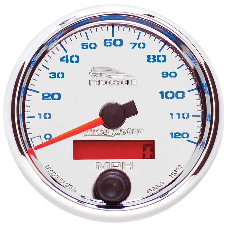 Autometer Pro-Cycle Gauge Speedo 2 5/8in 120 Mph Electric Chrome Universal | 19342