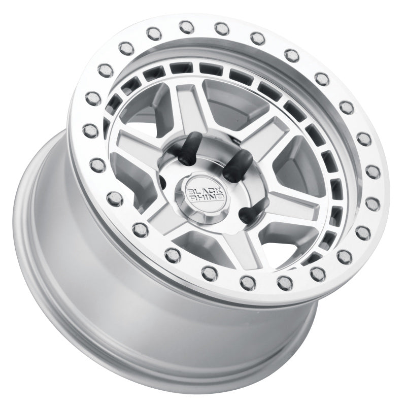 Black Rhino Reno Beadlock 17x8.5 5x114.3 ET-38 CB 71.6 Silver w/Mirror Face & Silver Bolts Wheel