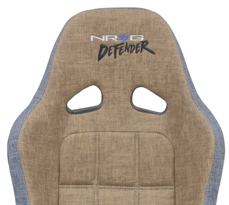 NRG Defender Seat/ Water Resistant Steel Frame Suspension - Brown w/ Gray Trim w/ Defender Logo