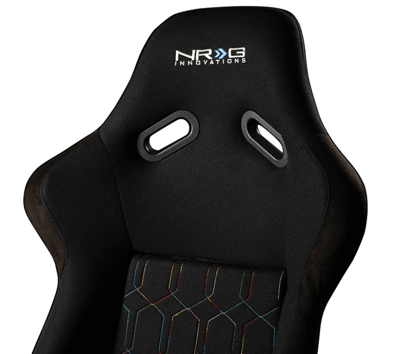 NRG FRP Bucket Seat (Black w/ Multi Color Geometric Pattern) - Large