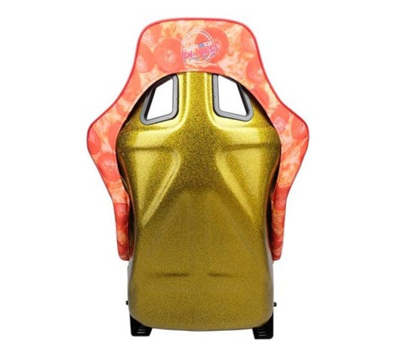 FRP Bucket Seat PRISMA- ULTRA SLICE Edition w/ Gold Pearlized Back Pizza Microfiber Print- Large - JDMuscleSeats425591