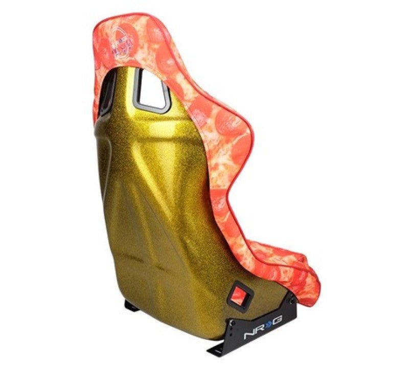 FRP Bucket Seat PRISMA- ULTRA SLICE Edition w/ Gold Pearlized Back Pizza Microfiber Print- Large - JDMuscleSeats425591