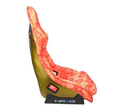 FRP Bucket Seat PRISMA- ULTRA SLICE Edition w/ Gold Pearlized Back Pizza Microfiber Print- Large - JDMuscleSeats425591