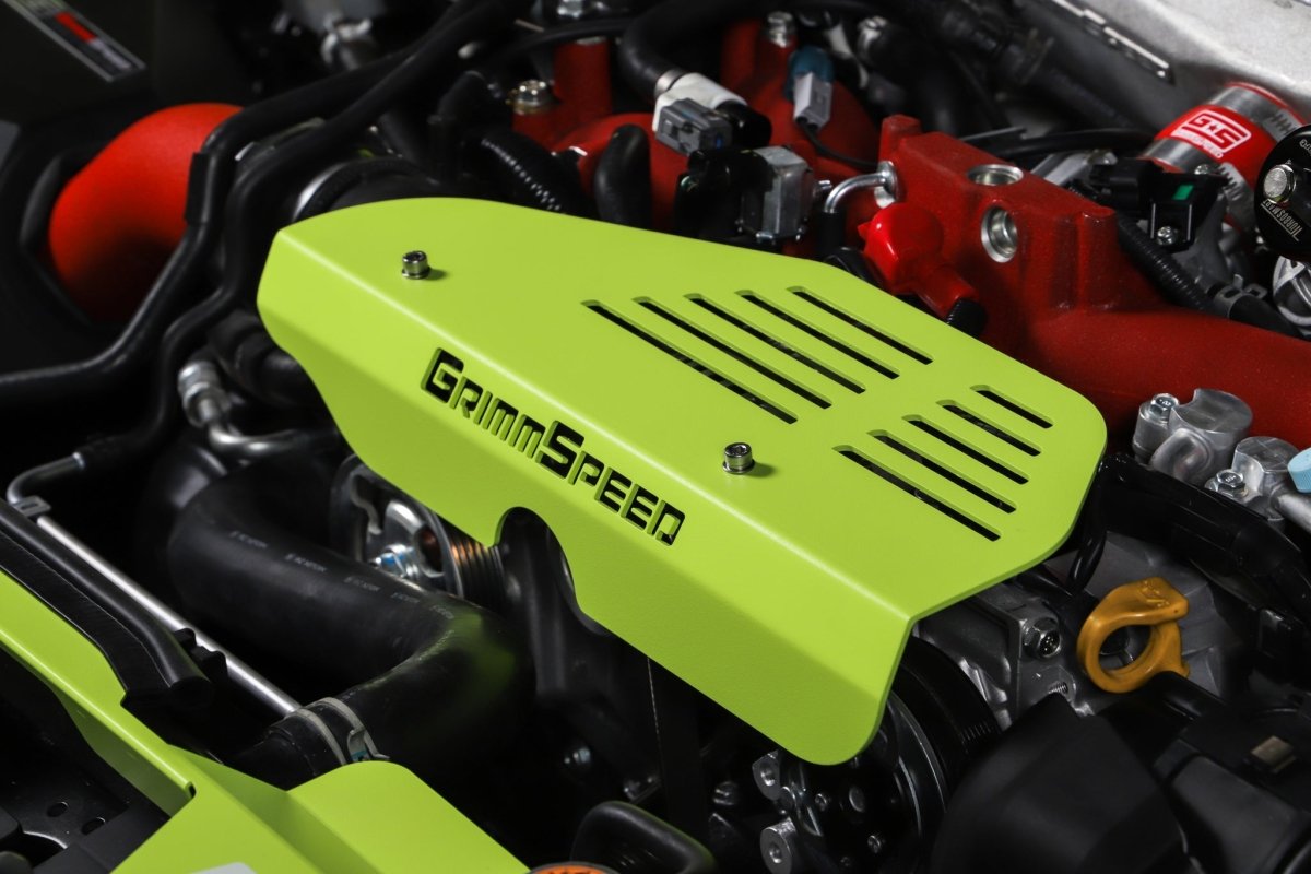 GrimmSpeed 02-14 WRX / 04-21 STI Alternator Cover Hi-Vis Neon Yellow | 099050 - JDMuscleAlternator Coversgrm099050