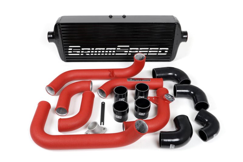 GrimmSpeed Front Mount Intercooler Kit - Black Core Red Pipe WRX 2008-2014 | 090251 - JDMuscleIntercoolersgrm090251