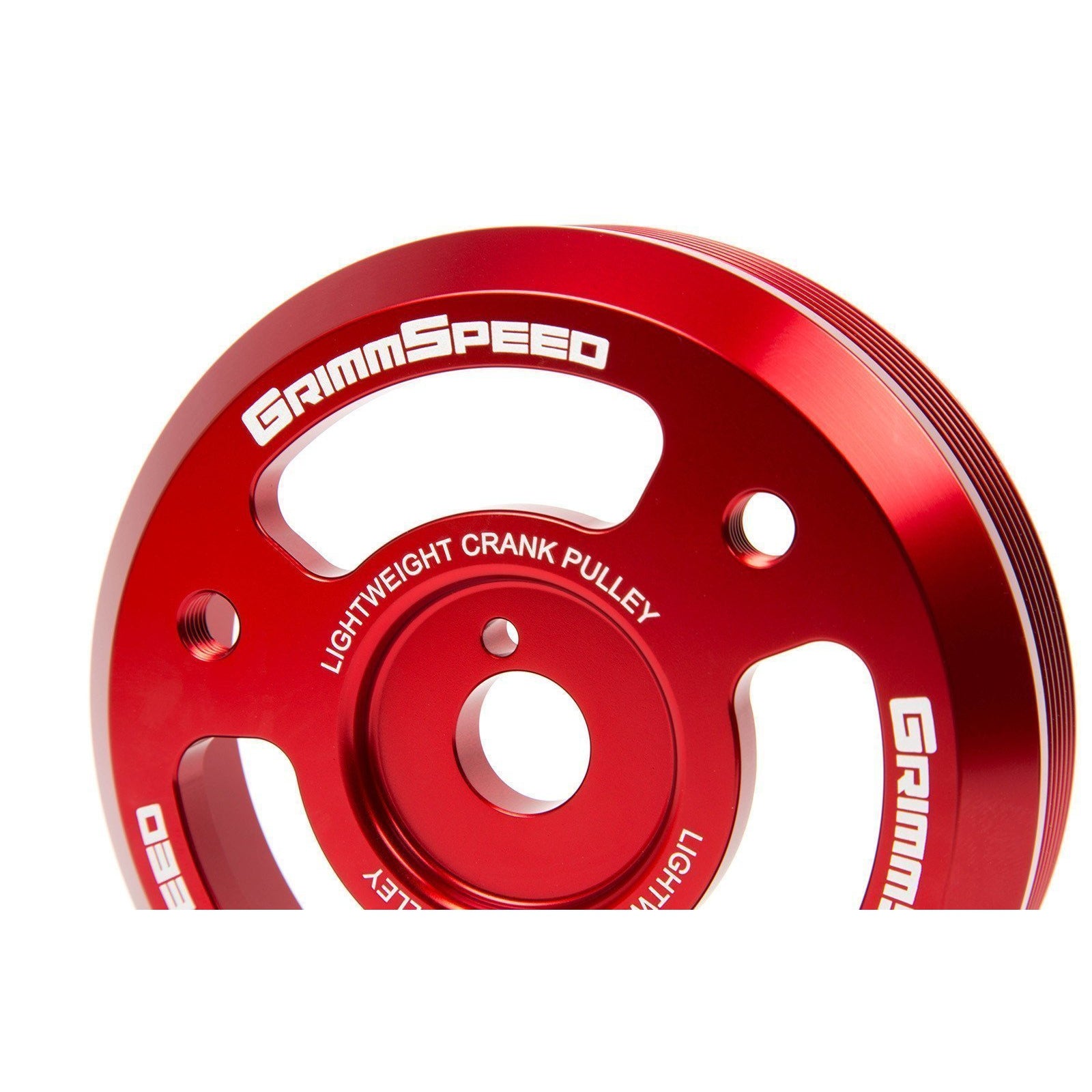 Grimmspeed Red Lightweight Crank Pulley WRX 2015-2019 / BRZ 2013-2018 / FR-S 2013-2016 (095024)-grm095024-095024-Pulleys-GrimmSpeed-JDMuscle