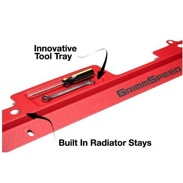 Grimmspeed Red Radiator Shroud w/ Integrated Tool Tray Subaru WRX / STI 2002-2007 (096006)-grm096006-096006-Radiator Shrouds-GrimmSpeed-JDMuscle