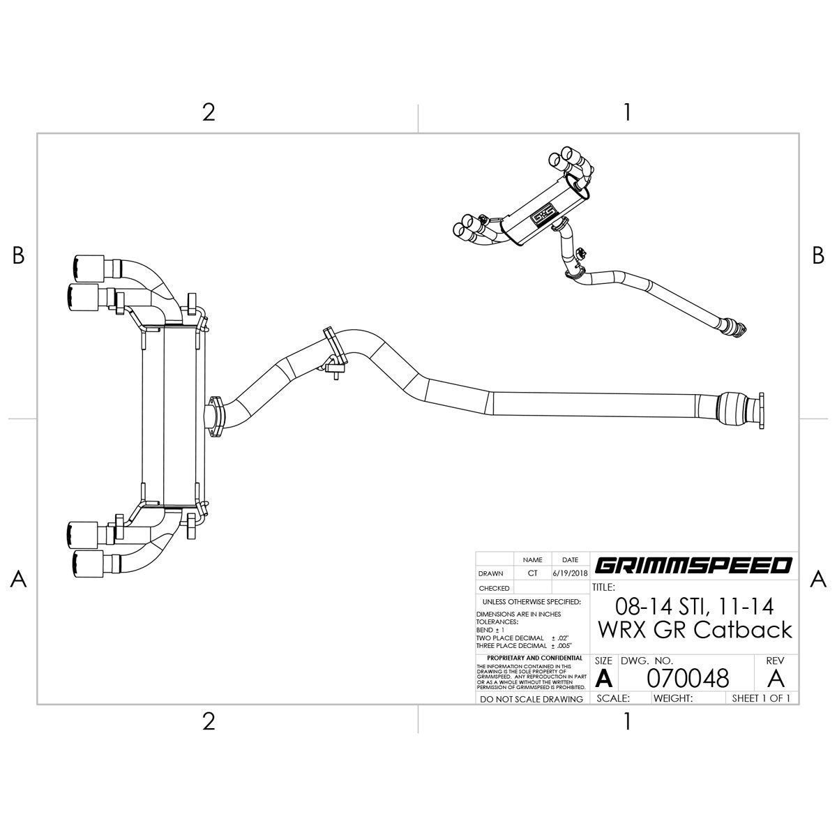 GrimmSpeed Un-Resonated Cat-Back w/ Quad-Tip Muffler | 2011-2018 Subaru WRX/STi Sedan (070048)-grm070048-070048-Cat Back Exhaust System-GrimmSpeed-JDMuscle