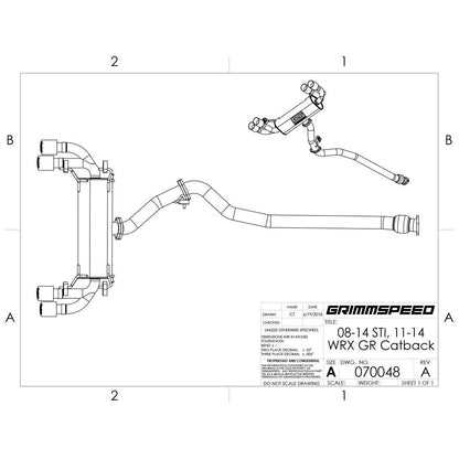 GrimmSpeed Un-Resonated Cat-Back w/ Quad-Tip Muffler | 2011-2018 Subaru WRX/STi Sedan (070048)-grm070048-070048-Cat Back Exhaust System-GrimmSpeed-JDMuscle