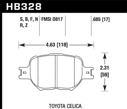 Hawk 01 - 05 Celica GTS / 06 - 10 Scion TC HT - 10 Race Front Brake Pads | HB328S.685 - JDMuscleBrake PadshawkHB328S.685