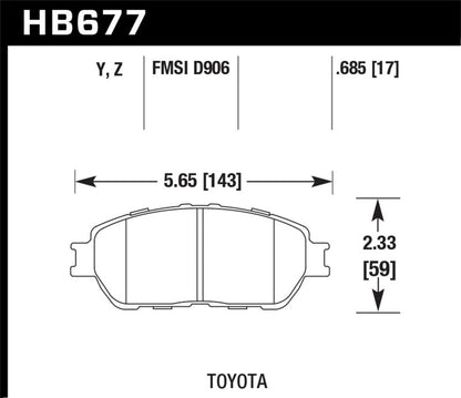 Hawk 02 - 03 Lexus ES300/04 - 06 ES 330 / 05 - 11 Toyota Tacoma X - Runner LTS Street Front Brake Pads | HB677Y.685 - JDMuscleBrake PadshawkHB677Y.685