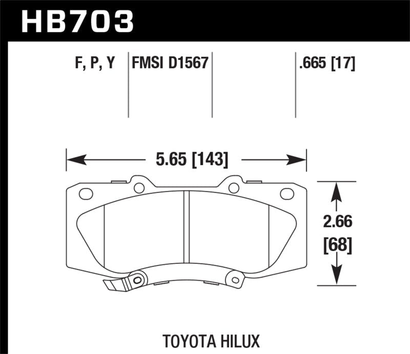 Hawk 05 - 13 Hilux Super Duty Street Brake Pads | HB703P.665 - JDMuscleBrake PadshawkHB703P.665