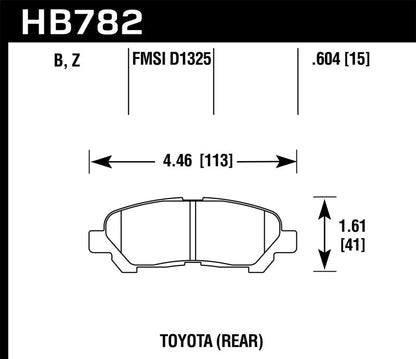 Hawk 08 - 13 Highlander High Performance Street 5.0 Rear Brake Pads | HB782B.604 - JDMuscleBrake PadshawkHB782B.604