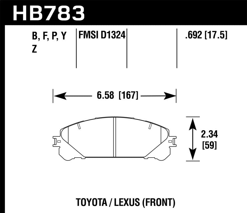 Hawk 08 - 16 Highlander Performance Ceramic Street Front Brake Pads | HB783Z.692 - JDMuscleBrake PadshawkHB783Z.692