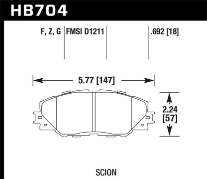 Hawk 11 - 16 Scion TC / 09 - 13 Matrix DTC - 60 Race Front Brake Pads | HB704G.692 - JDMuscleBrake PadshawkHB704G.692