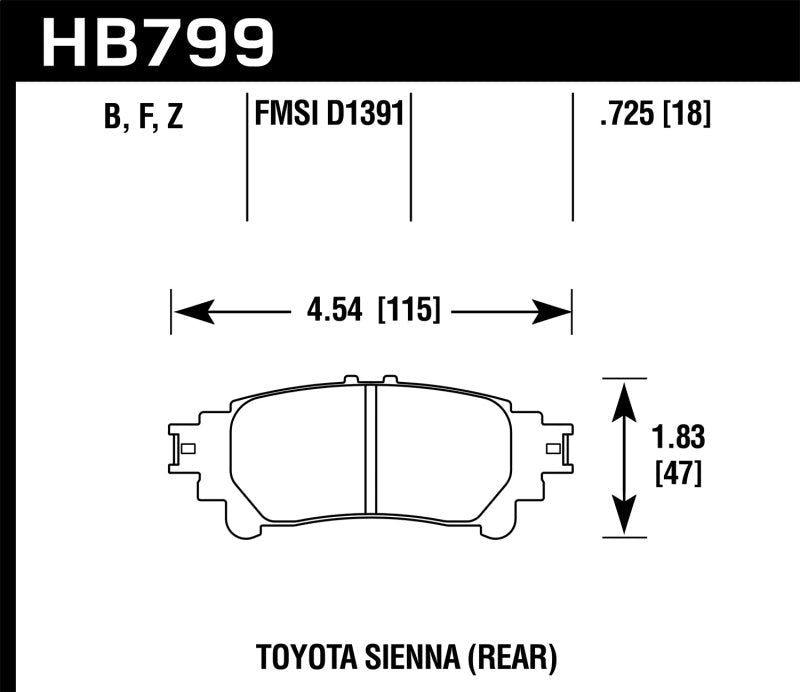 Hawk 14 - 16 Highlander Performance Ceramic Street Rear Brake Pads | HB799Z.597 - JDMuscleBrake PadshawkHB799Z.597