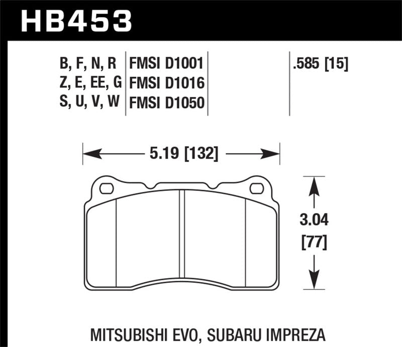 Hawk 2004 - 17 STI DTC - 80 Front Brake Pads | HB453Q.585 - JDMuscleBrake PadshawkHB453Q.585
