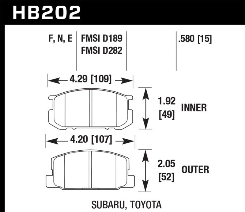 Hawk 82 Subaru Brat / 81 - 83 DL/GlL / 85 - 87 Corolla Front Blue 9012 Race Brake Pads | HB202E.580 - JDMuscleBrake PadshawkHB202E.580