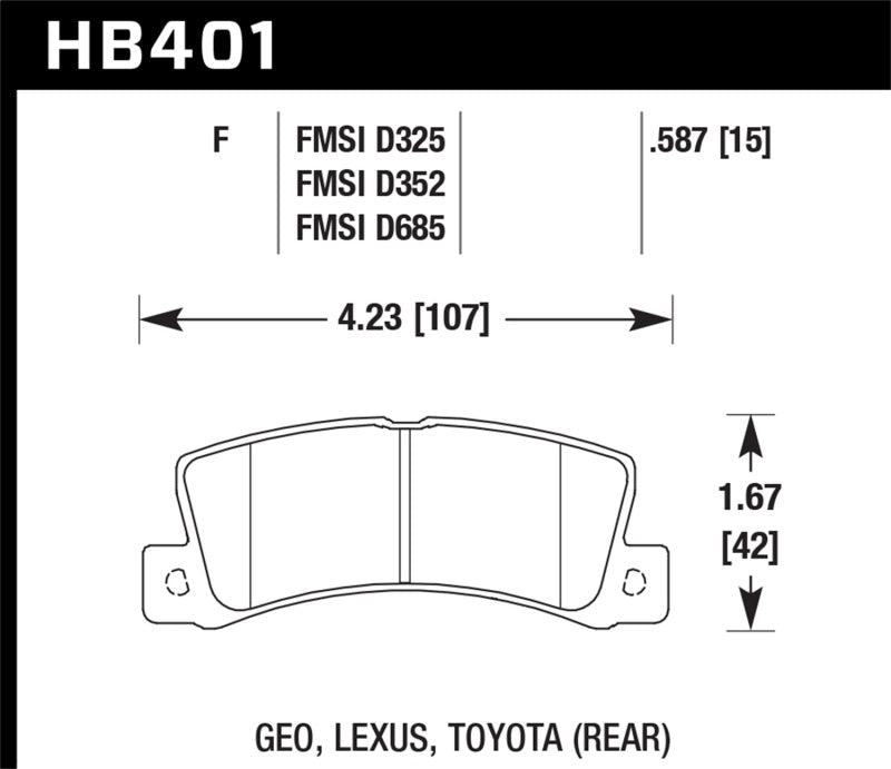Hawk 87 Corolla FX16 / 92 - 96 Camry V6 HPS Street Rear Brake Pads | HB401F.587 - JDMuscleBrake PadshawkHB401F.587