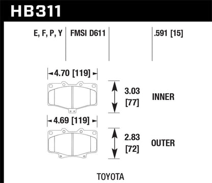 Hawk 91 - 94 4Runner / 92 - 95 4Runner SR5 Blue 9012 Race Front Brake Pads | HB311E.591 - JDMuscleBrake PadshawkHB311E.591