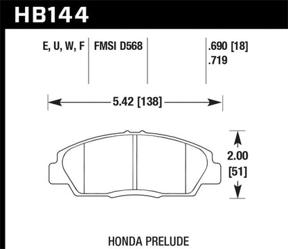 Hawk 92 - 96 Honda Prelude | w/o V - Tec DTC - 70 Race Front Brake Pads | HB144U.719 - JDMuscleBrake PadshawkHB144U.719