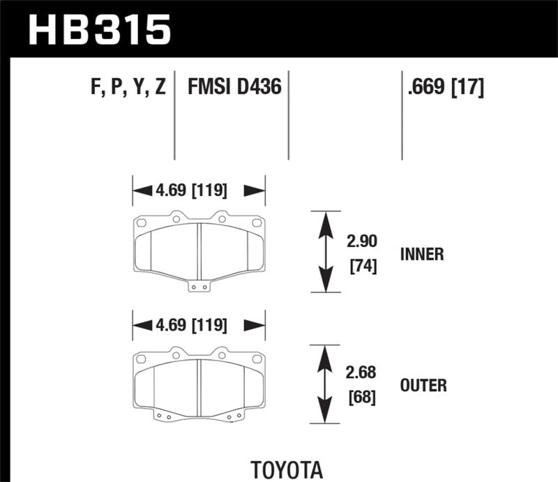 Hawk 95 - 98 Tacoma HPS 5.0 Front Brake Pads | HB315B.669 - JDMuscleBrake PadshawkHB315B.669