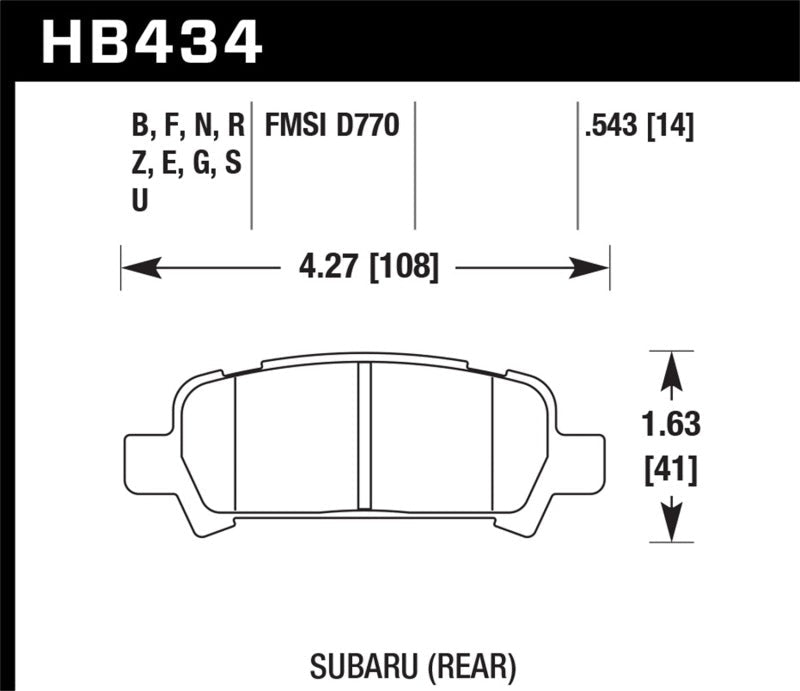 Hawk Baja/Forester/Impreza/Legacy DTC - 60 Race Rear Brake Pads | HB434G.543 - JDMuscleBrake PadshawkHB434G.543