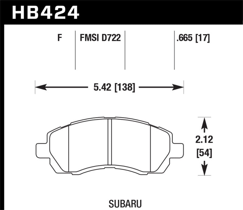 Hawk Subaru HPS Street Front Brake Pads | HB424F.665 - JDMuscleBrake PadshawkHB424F.665