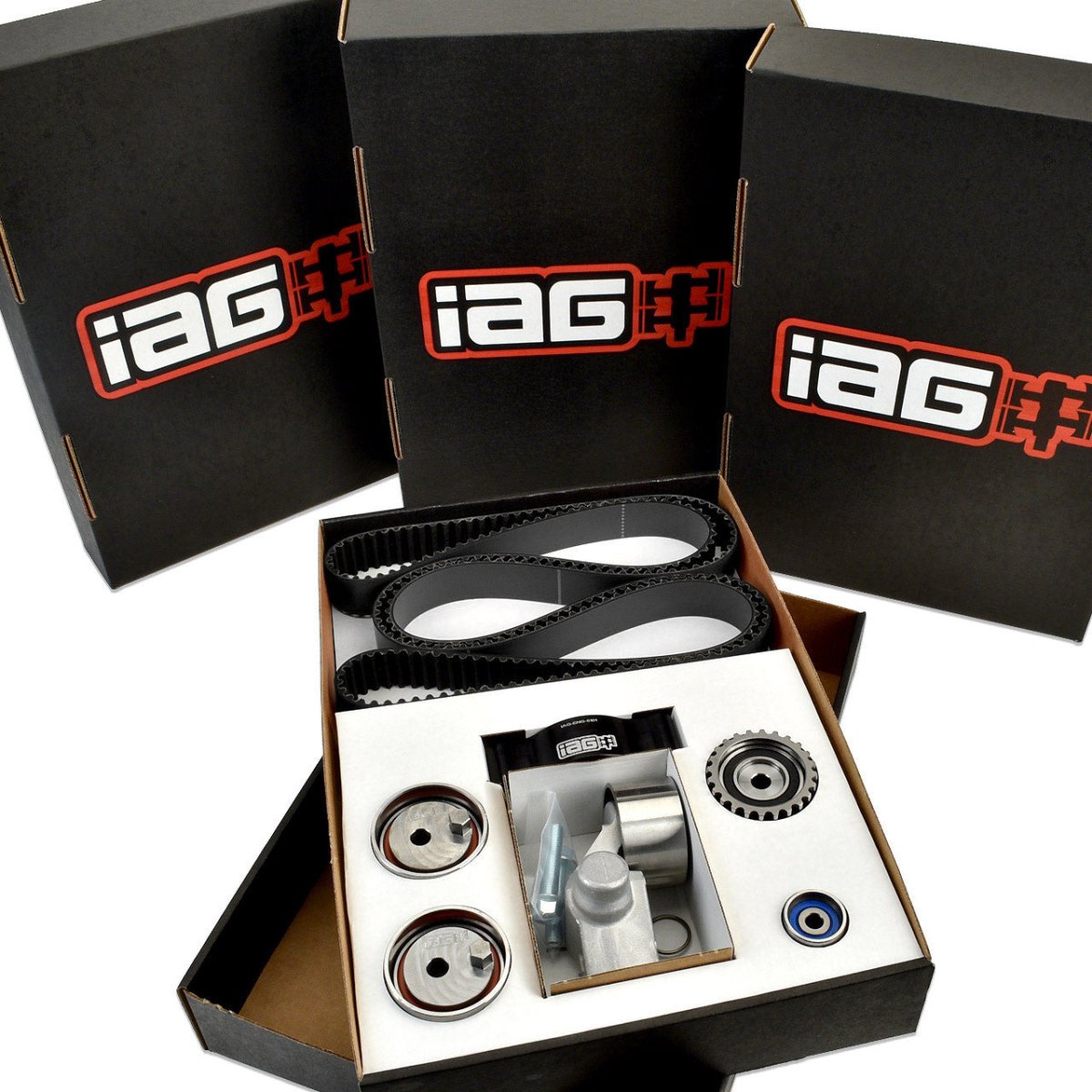 IAG 02 - 14 WRX/04 - 21 STI Timing Belt Kit with IAG Black Racing Belt, Timing Guide, Adjustable Idlers & Tensioner | IAG - ENG - 5132BK - JDMuscleTiming Belt ComponentsIAG-ENG-5132BK