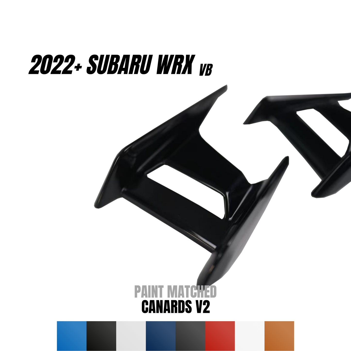 JDMuscle 2022-24 WRX Canards V2 - Paint Matched / Gloss Black / ABS